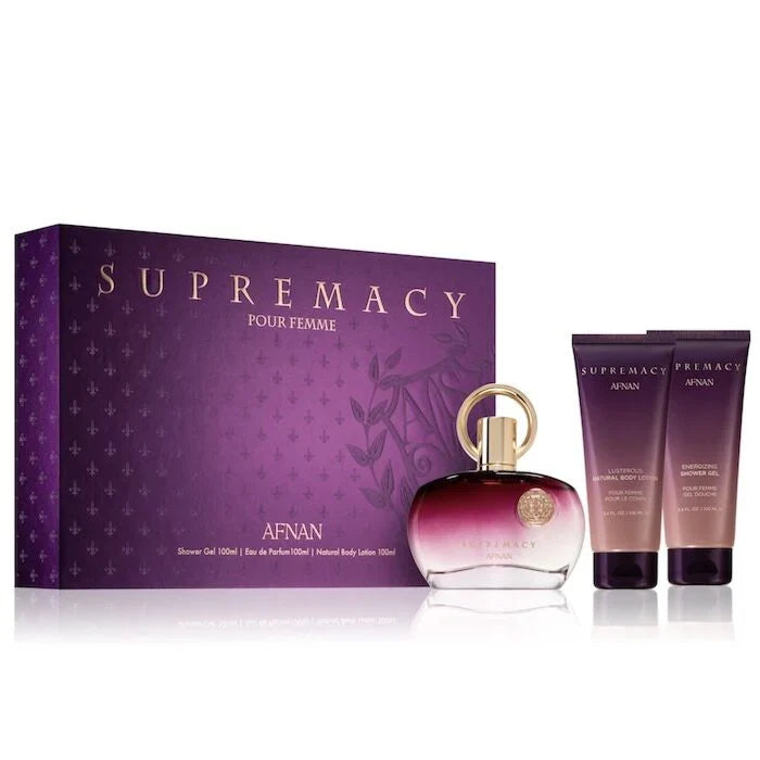 Afnan Supremacy Purple Perfume Gift Set – Eau De Perfume + Body Lotion + Shower Gel
